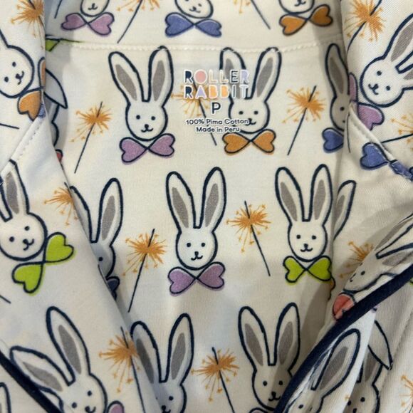 Roller Rabbit Celebration Bunnies Polo Pajama Set Size P - Picture 5 of 15